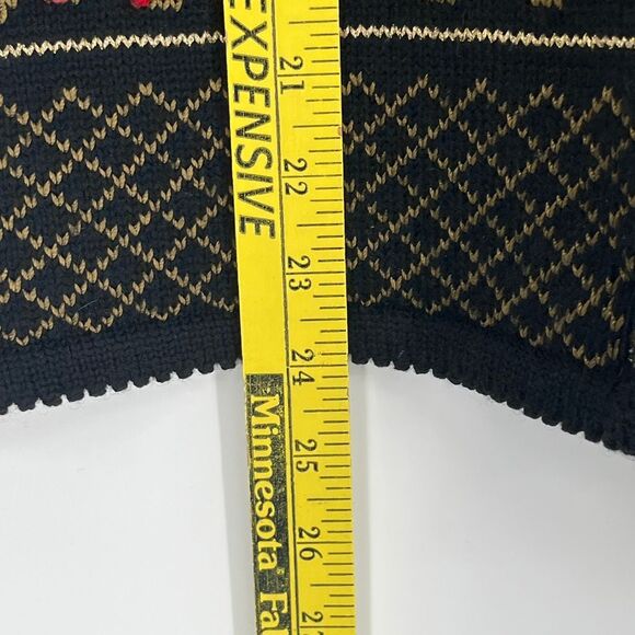 Vintage 80s SUSAN BRISTOL Sweater Vest Women's Small Black Red Floral Wool 90s - Picture 6 of 12